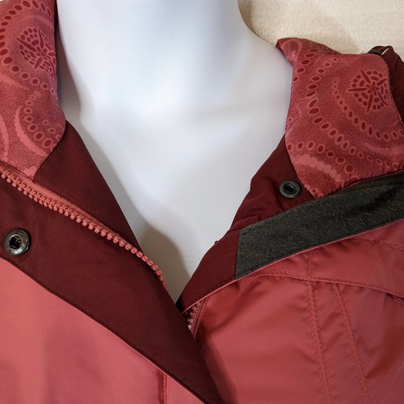 Columbia Dark Coral and White Fleece Lined Winter Coat Size L - Picture 4 of 9